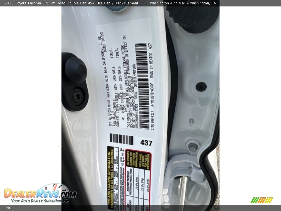 Toyota Color Code 040 Ice Cap