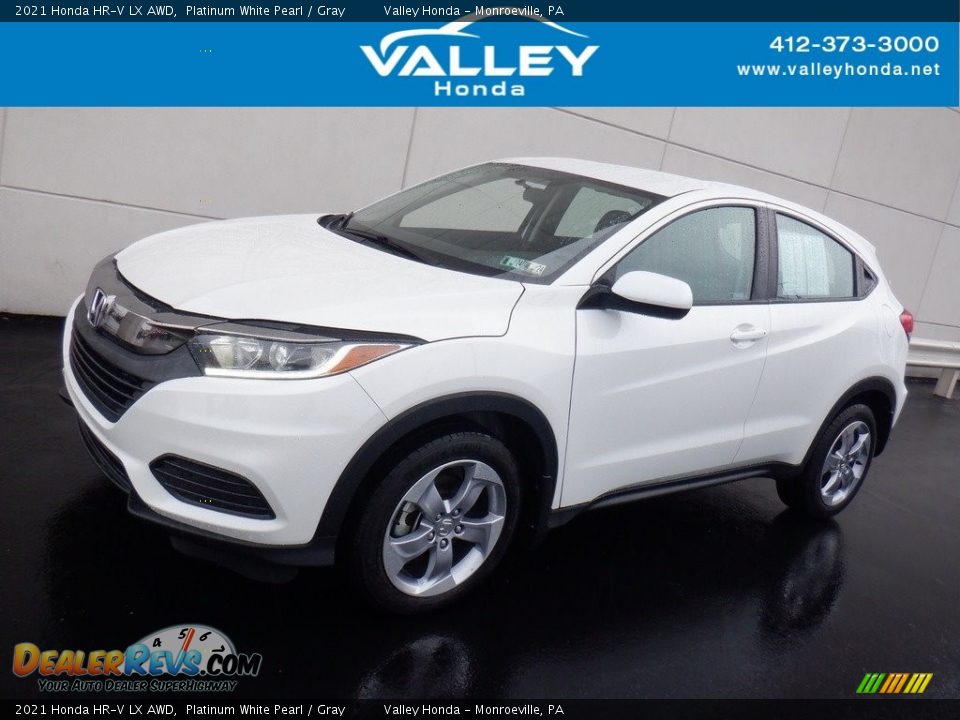 2021 Honda HR-V LX AWD Platinum White Pearl / Gray Photo #1