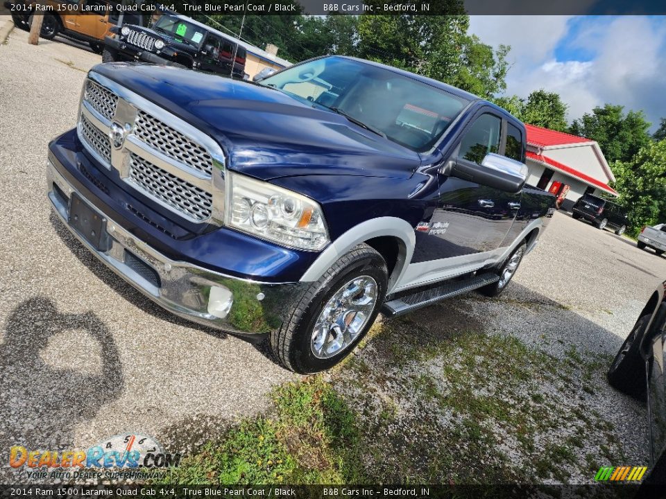 2014 Ram 1500 Laramie Quad Cab 4x4 True Blue Pearl Coat / Black Photo #4