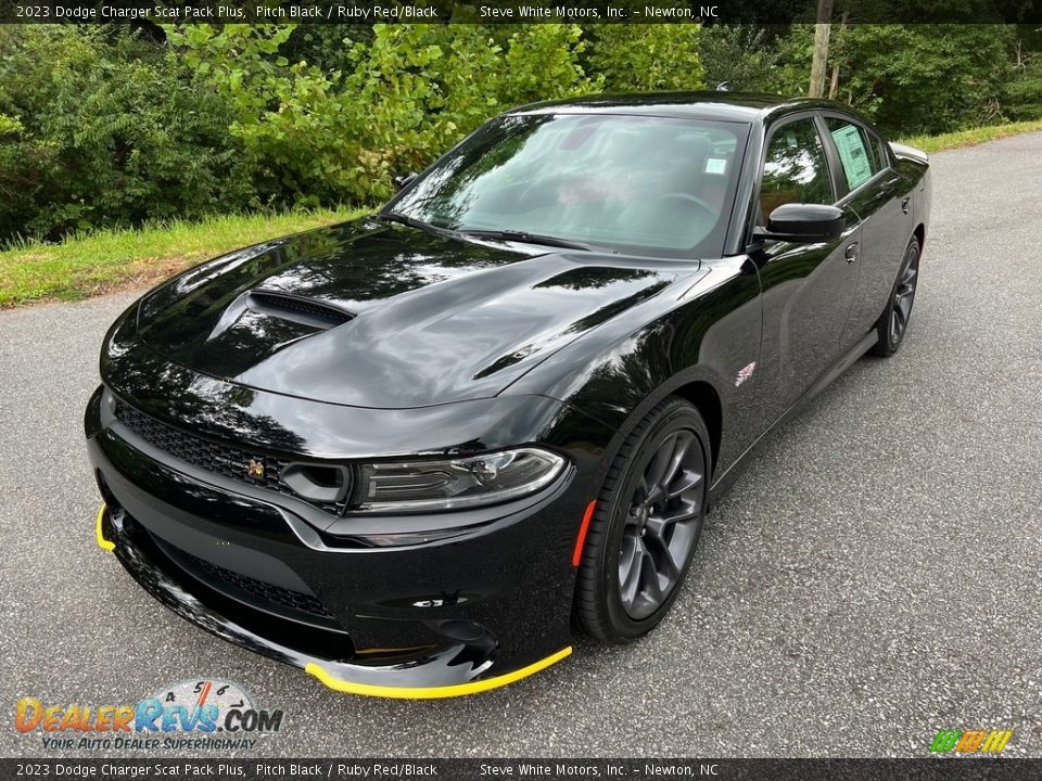 2023 Dodge Charger Scat Pack Plus Pitch Black / Ruby Red/Black Photo #2