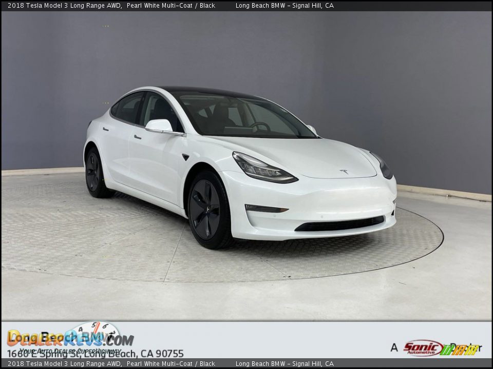 2018 Tesla Model 3 Long Range AWD Pearl White Multi-Coat / Black Photo #1
