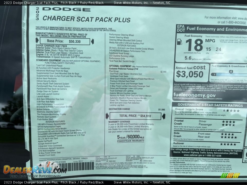 2023 Dodge Charger Scat Pack Plus Window Sticker Photo #27