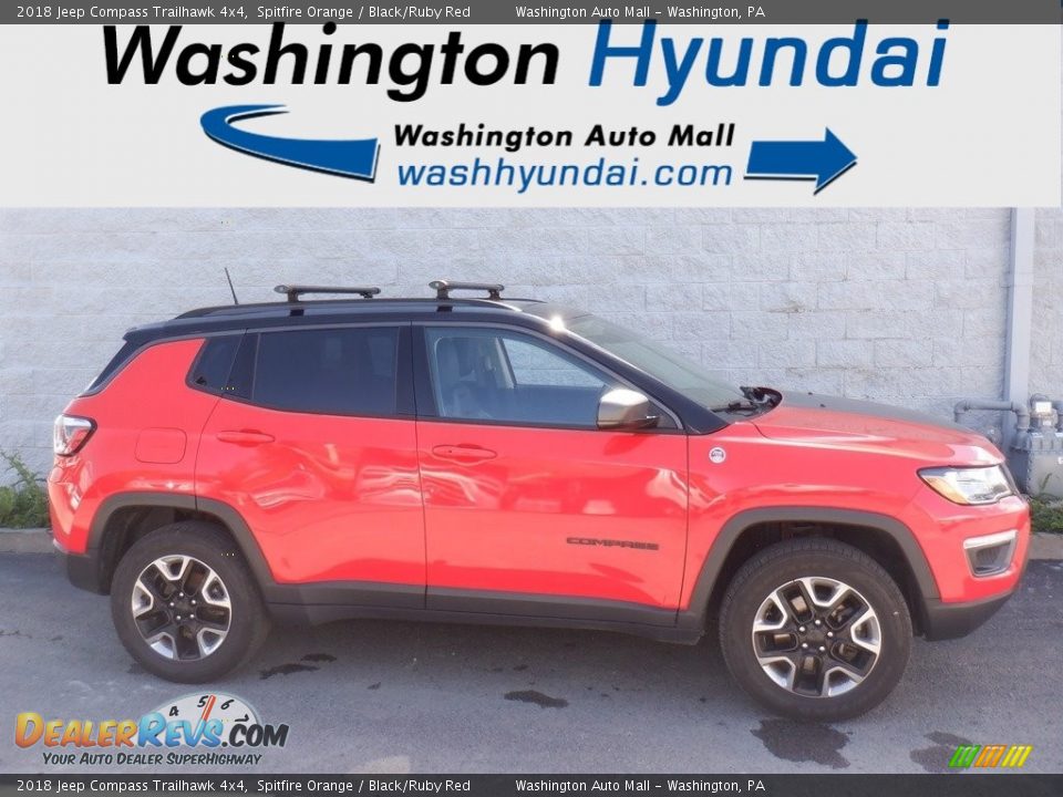 2018 Jeep Compass Trailhawk 4x4 Spitfire Orange / Black/Ruby Red Photo #2