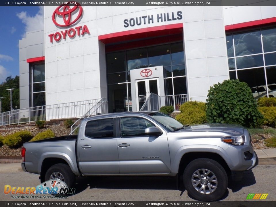 2017 Toyota Tacoma SR5 Double Cab 4x4 Silver Sky Metallic / Cement Gray Photo #2