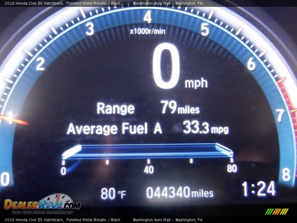 2019 Honda Civic EX Hatchback Polished Metal Metallic / Black Photo #28