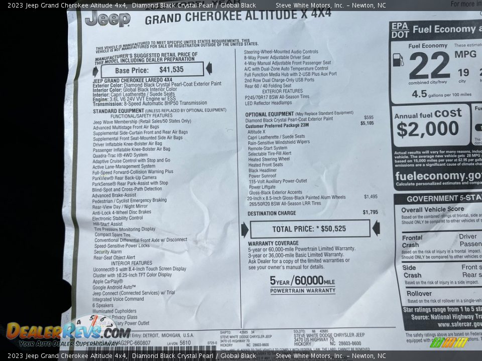 2023 Jeep Grand Cherokee Altitude 4x4 Window Sticker Photo #28