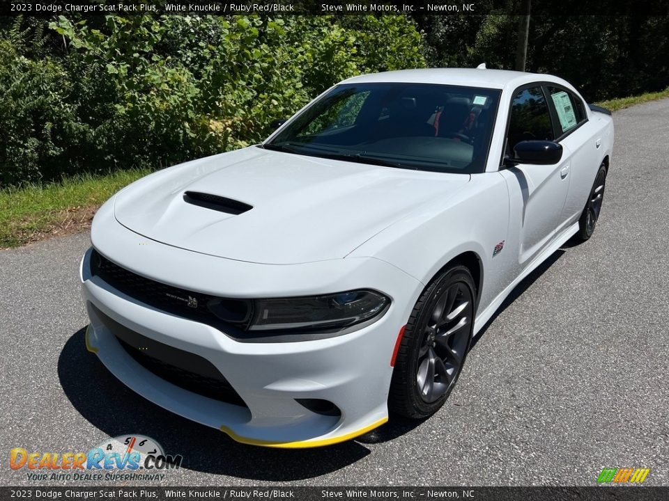2023 Dodge Charger Scat Pack Plus White Knuckle / Ruby Red/Black Photo #2