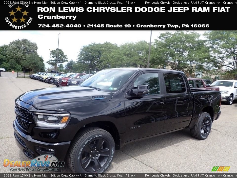 2023 Ram 1500 Big Horn Night Edition Crew Cab 4x4 Diamond Black Crystal Pearl / Black Photo #1