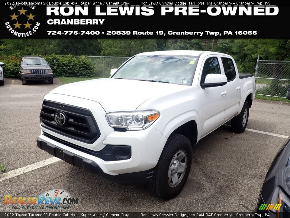 2022 Toyota Tacoma SR Double Cab 4x4 Super White / Cement Gray Photo #1