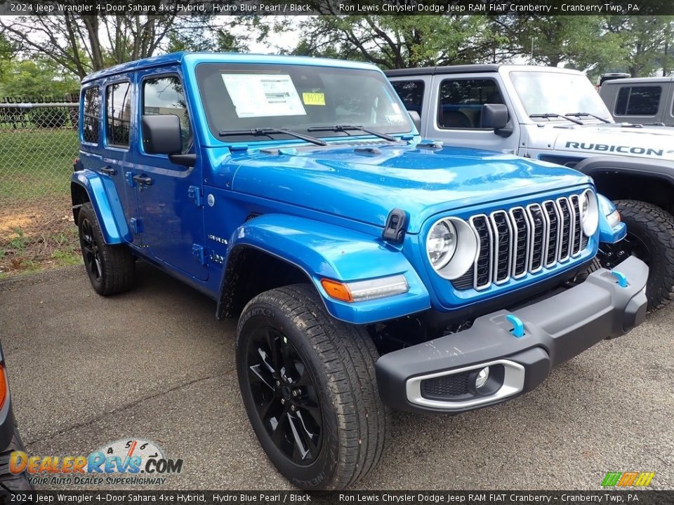 2024 Jeep Wrangler 4-Door Sahara 4xe Hybrid Hydro Blue Pearl / Black Photo #4