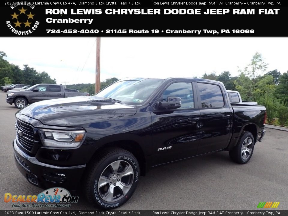 2023 Ram 1500 Laramie Crew Cab 4x4 Diamond Black Crystal Pearl / Black Photo #1