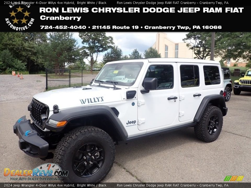 2024 Jeep Wrangler 4-Door Willys 4xe Hybrid Bright White / Black Photo #1