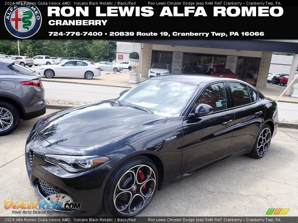 2024 Alfa Romeo Giulia Veloce AWD Vulcano Black Metallic / Black/Red Photo #1