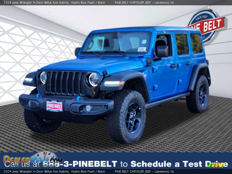 2024 Jeep Wrangler 4-Door Willys 4xe Hybrid Hydro Blue Pearl / Black Photo #1