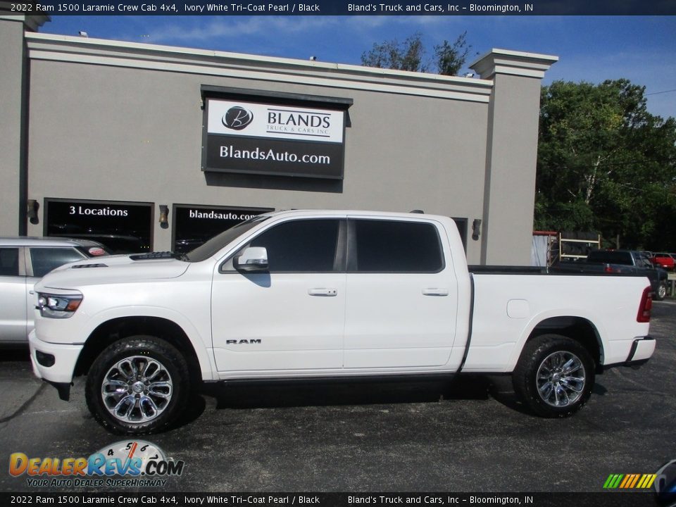 2022 Ram 1500 Laramie Crew Cab 4x4 Ivory White Tri-Coat Pearl / Black Photo #1