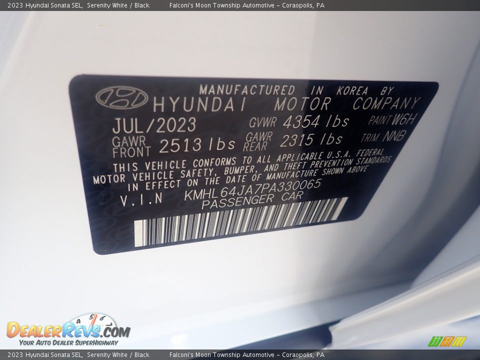 2023 Hyundai Sonata SEL Serenity White / Black Photo #18