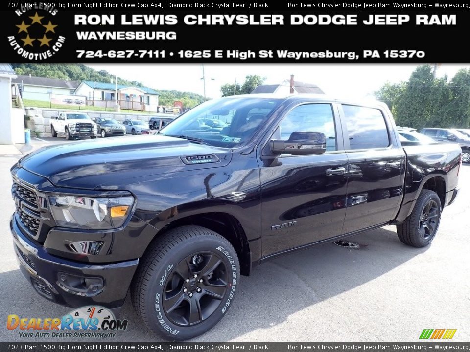 2023 Ram 1500 Big Horn Night Edition Crew Cab 4x4 Diamond Black Crystal Pearl / Black Photo #1