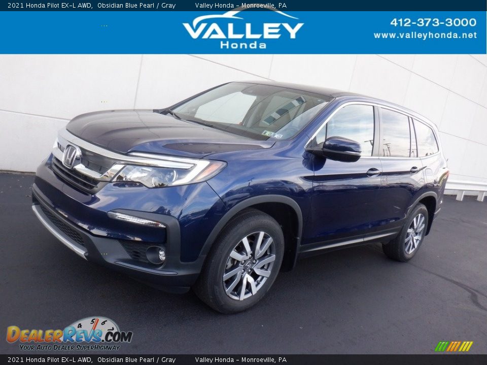 2021 Honda Pilot EX-L AWD Obsidian Blue Pearl / Gray Photo #1