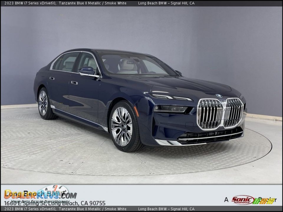 2023 BMW i7 Series xDrive60 Tanzanite Blue II Metallic / Smoke White Photo #1