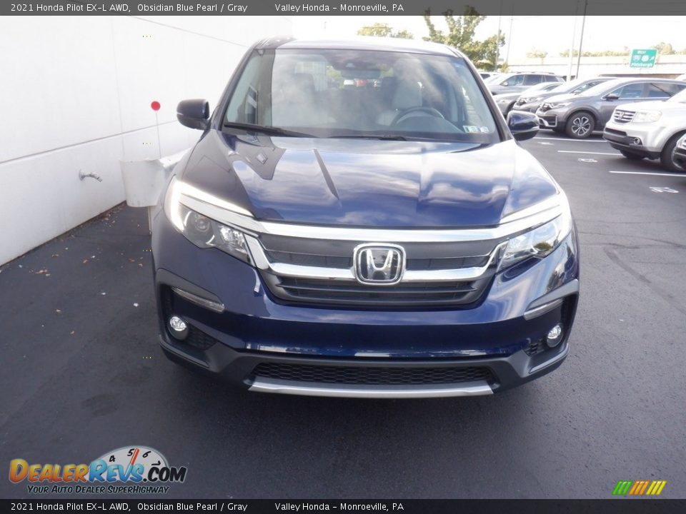 2021 Honda Pilot EX-L AWD Obsidian Blue Pearl / Gray Photo #3