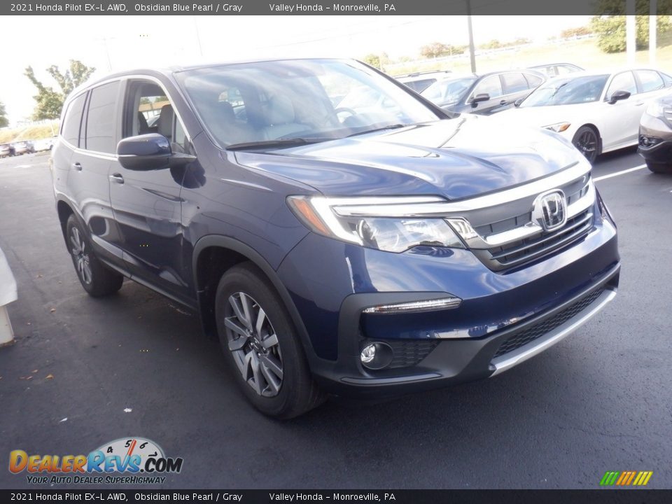 2021 Honda Pilot EX-L AWD Obsidian Blue Pearl / Gray Photo #4