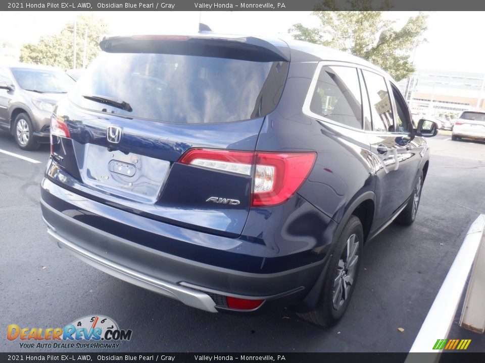 2021 Honda Pilot EX-L AWD Obsidian Blue Pearl / Gray Photo #5