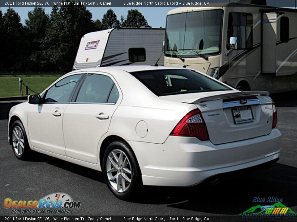 2011 Ford Fusion SEL V6 White Platinum Tri-Coat / Camel Photo #3