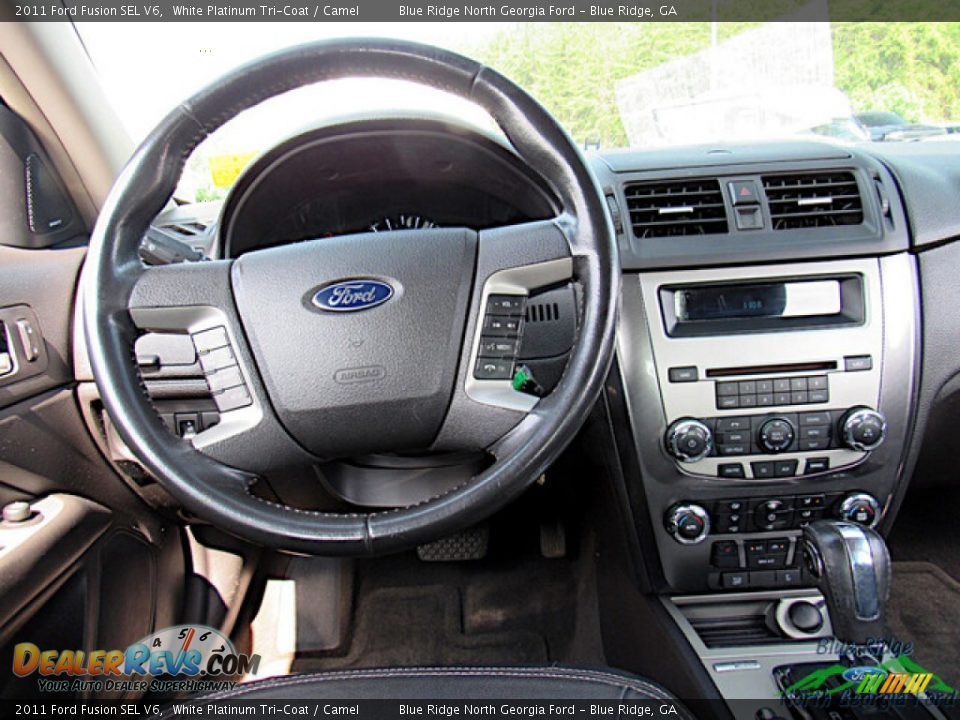 2011 Ford Fusion SEL V6 White Platinum Tri-Coat / Camel Photo #14