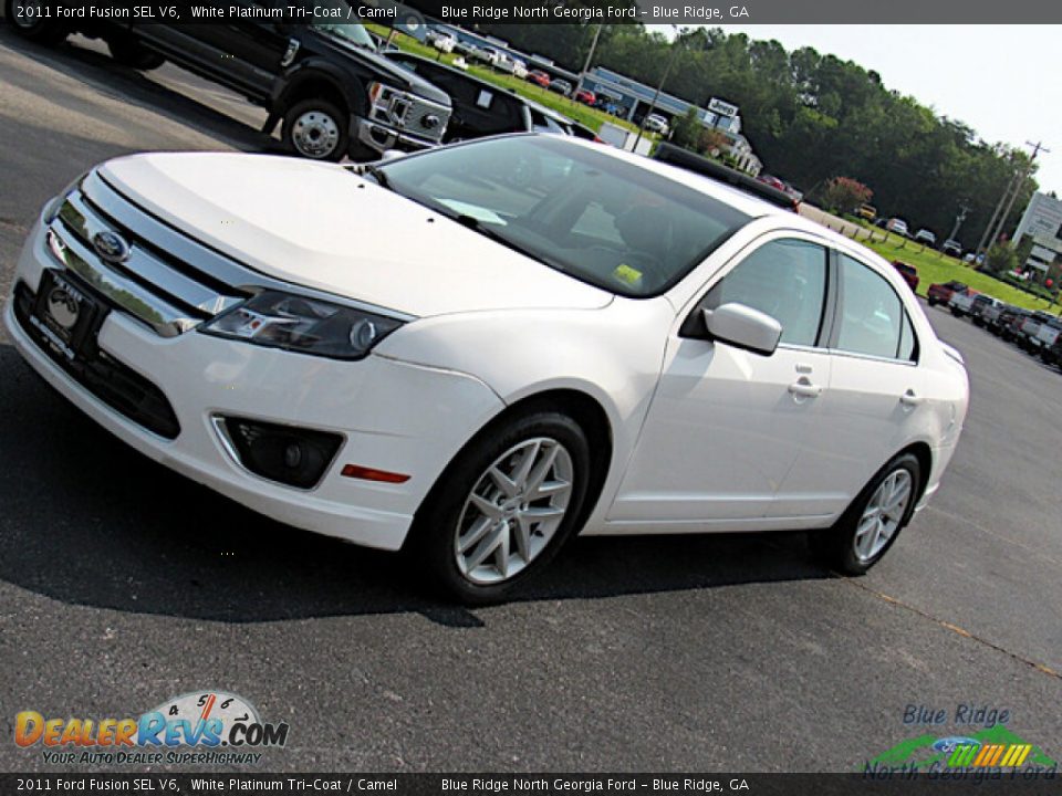 2011 Ford Fusion SEL V6 White Platinum Tri-Coat / Camel Photo #21