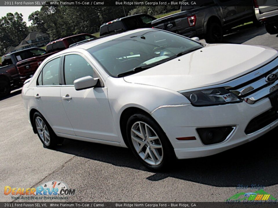 2011 Ford Fusion SEL V6 White Platinum Tri-Coat / Camel Photo #22