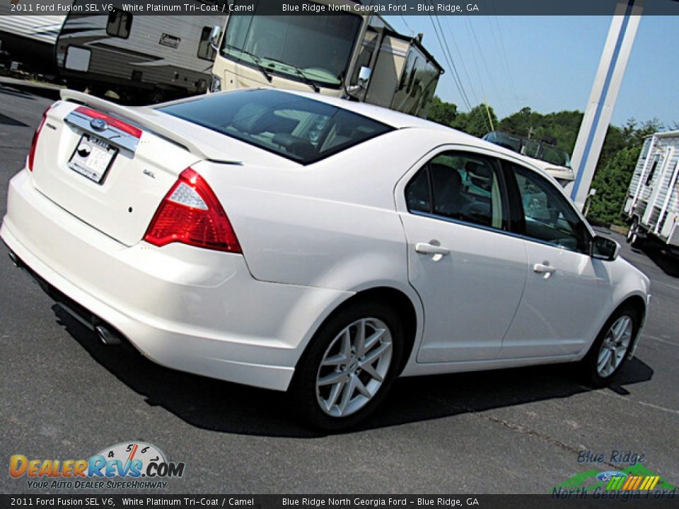2011 Ford Fusion SEL V6 White Platinum Tri-Coat / Camel Photo #23
