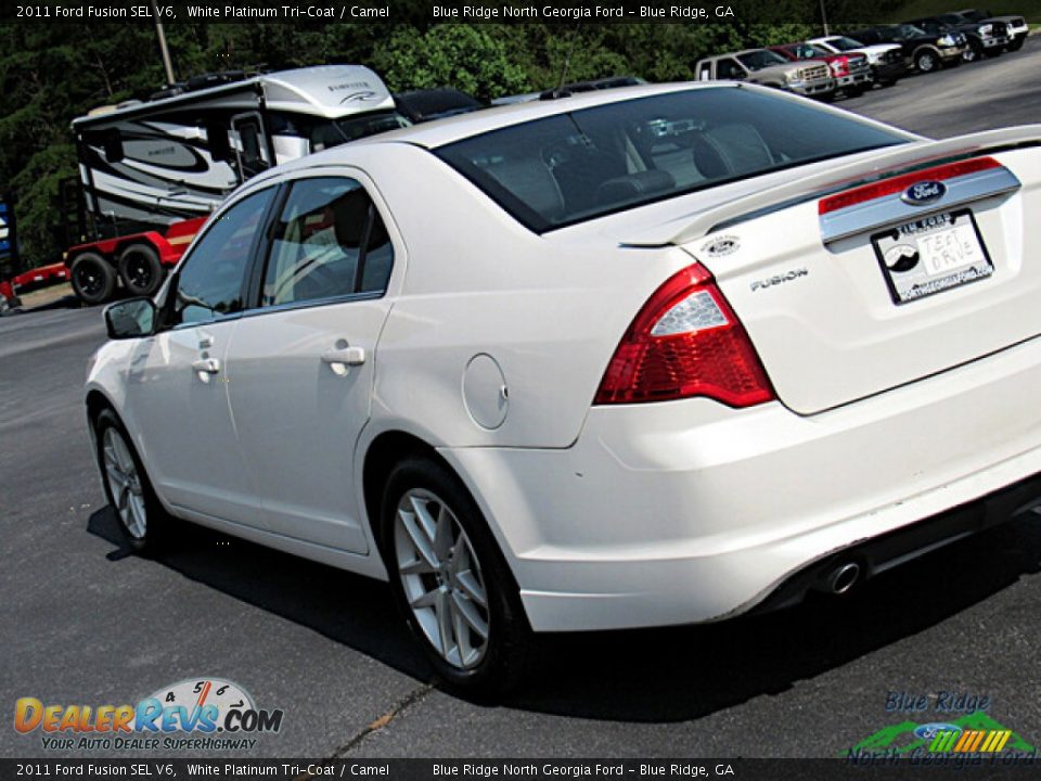 2011 Ford Fusion SEL V6 White Platinum Tri-Coat / Camel Photo #24