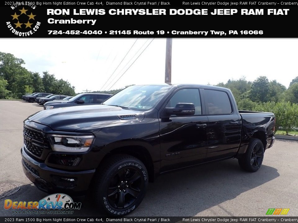 2023 Ram 1500 Big Horn Night Edition Crew Cab 4x4 Diamond Black Crystal Pearl / Black Photo #1