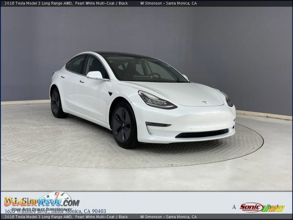 2018 Tesla Model 3 Long Range AWD Pearl White Multi-Coat / Black Photo #1