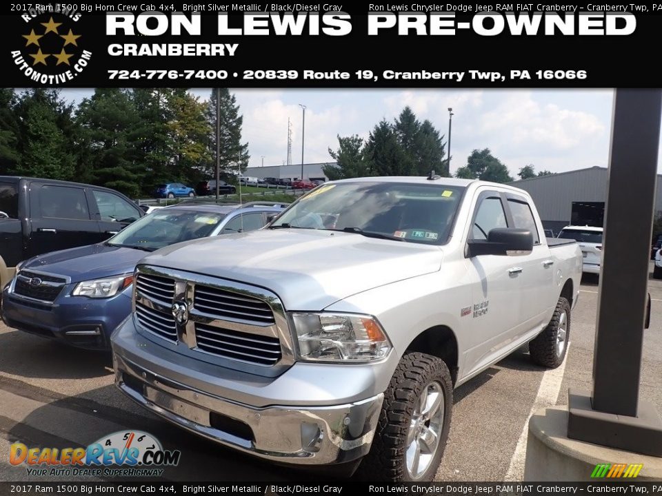 2017 Ram 1500 Big Horn Crew Cab 4x4 Bright Silver Metallic / Black/Diesel Gray Photo #1