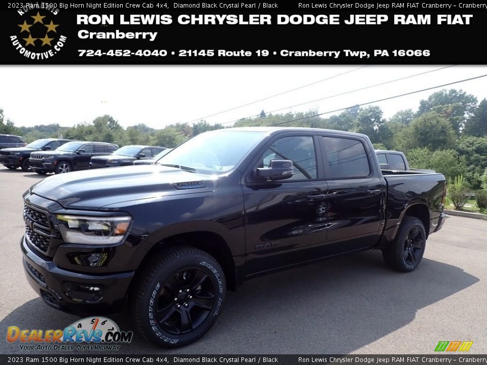 2023 Ram 1500 Big Horn Night Edition Crew Cab 4x4 Diamond Black Crystal Pearl / Black Photo #1