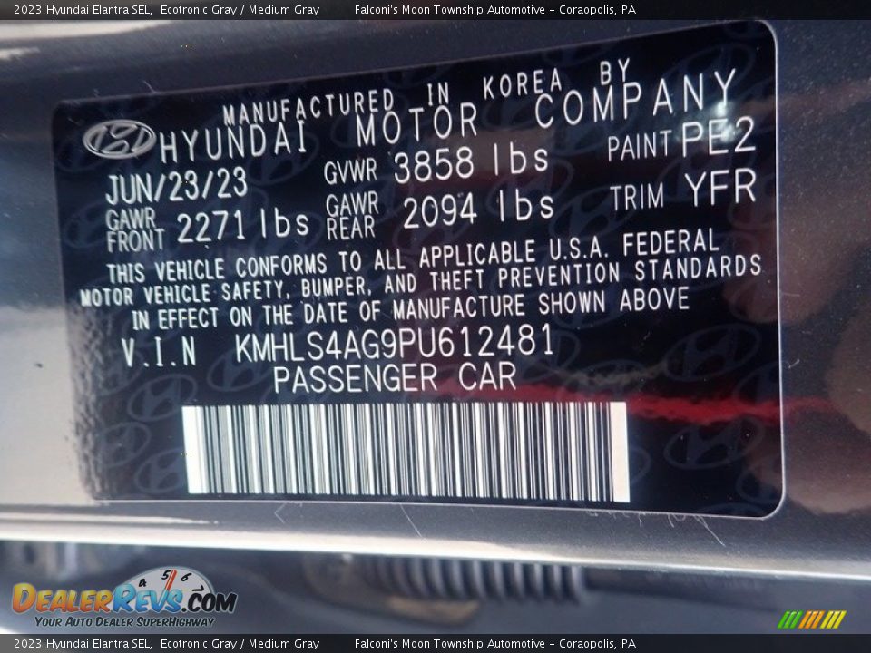 2023 Hyundai Elantra SEL Ecotronic Gray / Medium Gray Photo #18