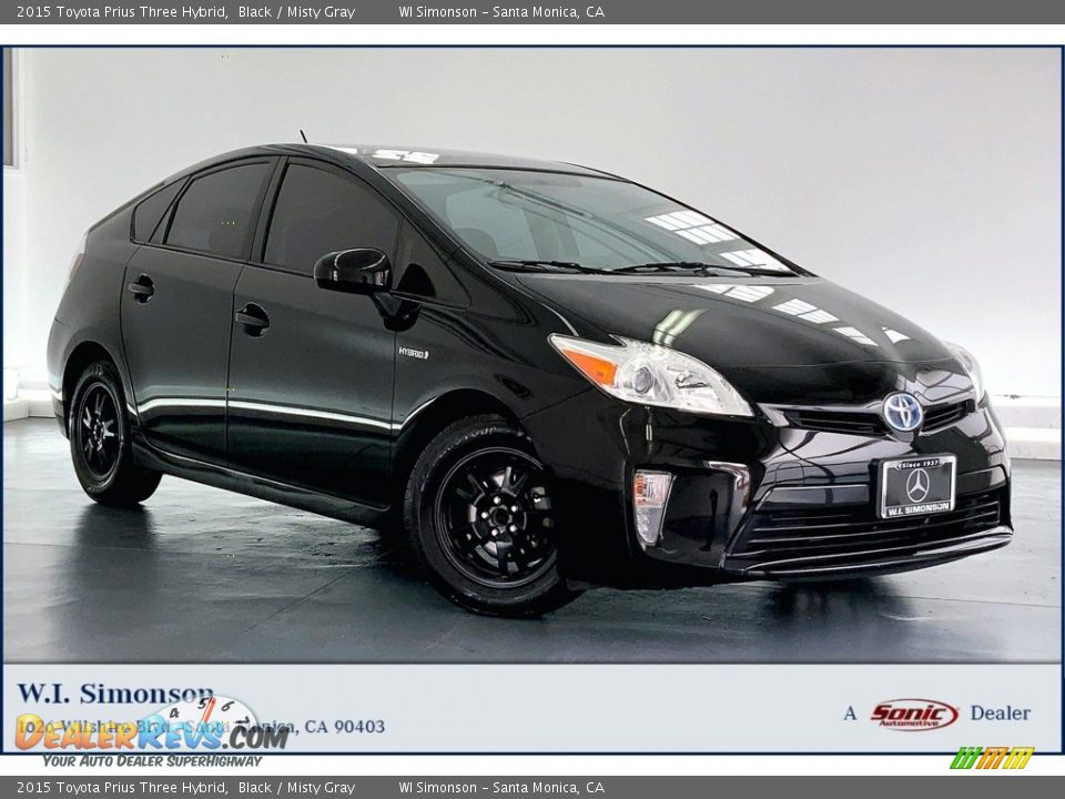 2015 Toyota Prius Three Hybrid Black / Misty Gray Photo #1