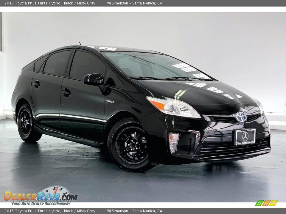 2015 Toyota Prius Three Hybrid Black / Misty Gray Photo #34