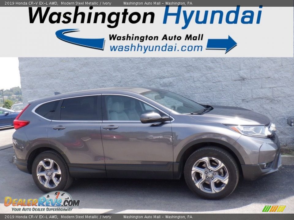 2019 Honda CR-V EX-L AWD Modern Steel Metallic / Ivory Photo #2