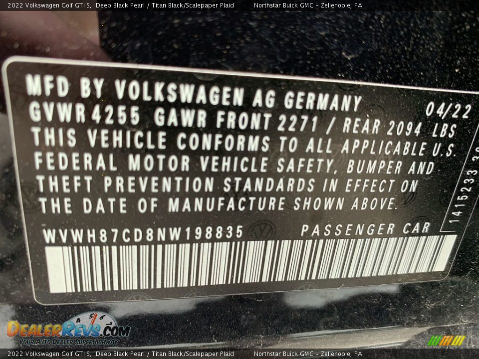 2022 Volkswagen Golf GTI S Deep Black Pearl / Titan Black/Scalepaper Plaid Photo #32