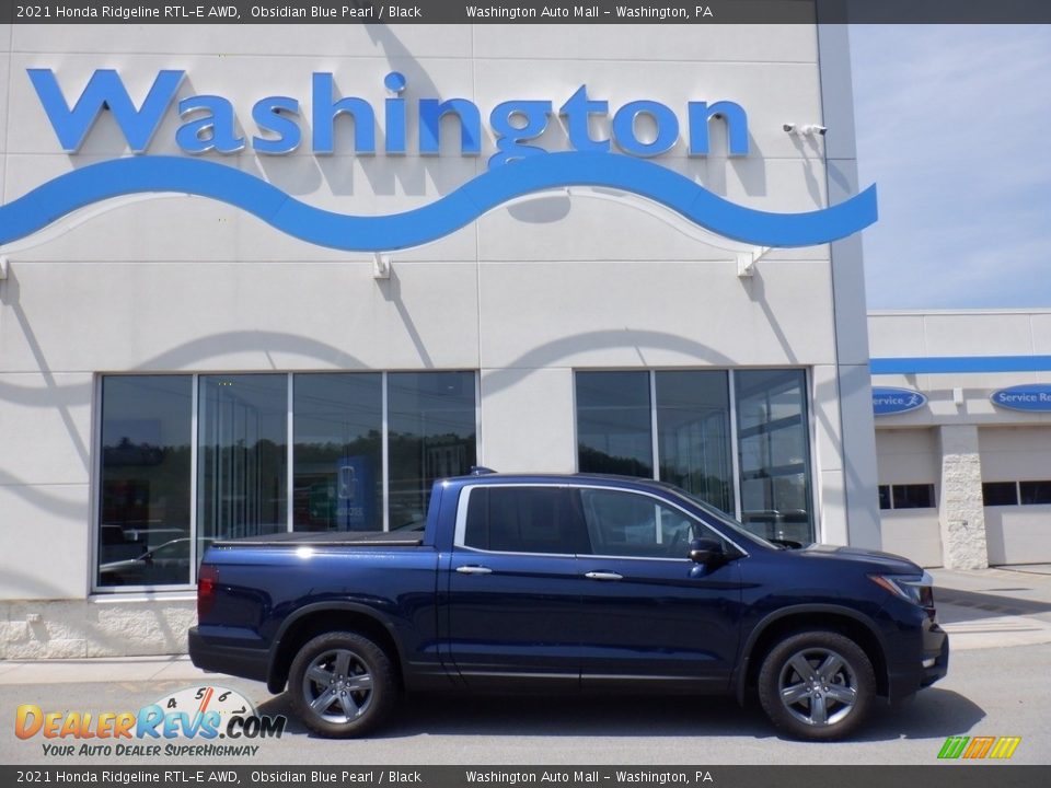 2021 Honda Ridgeline RTL-E AWD Obsidian Blue Pearl / Black Photo #2