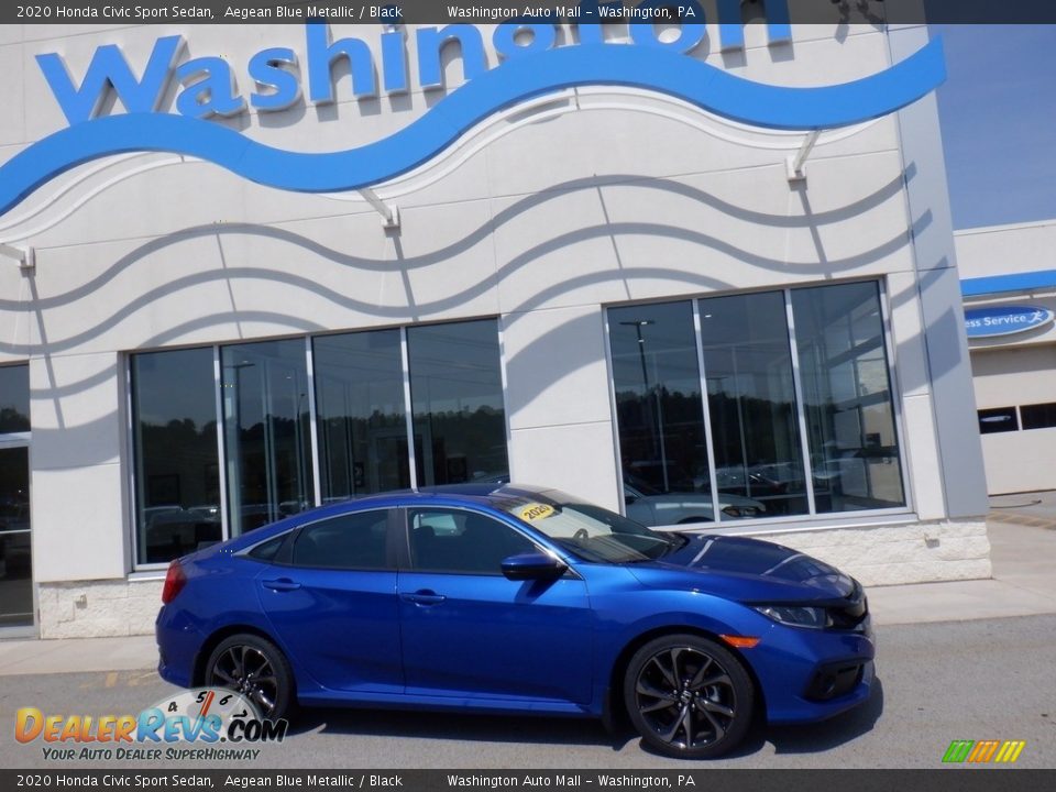 2020 Honda Civic Sport Sedan Aegean Blue Metallic / Black Photo #1