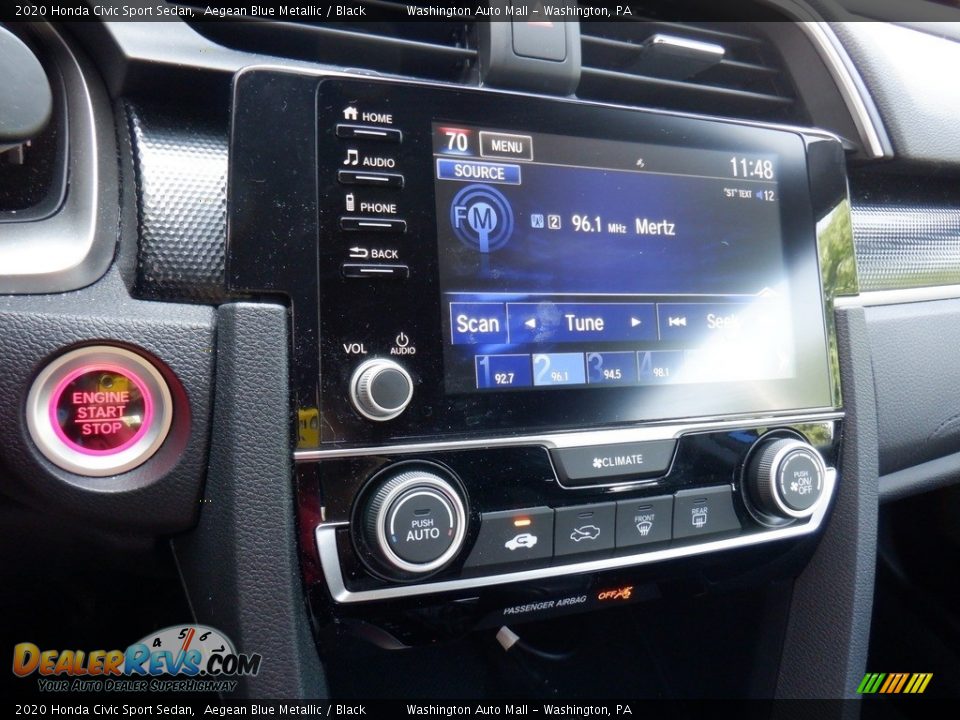 2020 Honda Civic Sport Sedan Aegean Blue Metallic / Black Photo #15