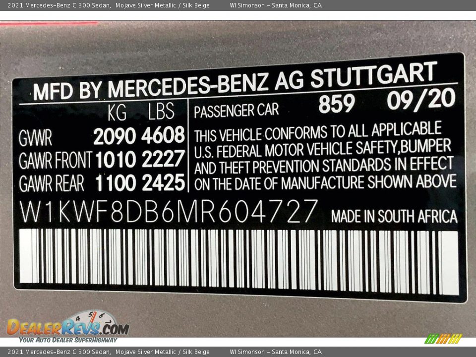 2021 Mercedes-Benz C 300 Sedan Mojave Silver Metallic / Silk Beige Photo #33