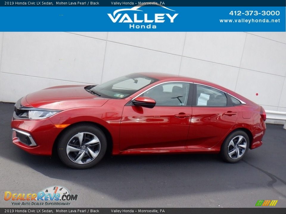 2019 Honda Civic LX Sedan Molten Lava Pearl / Black Photo #2
