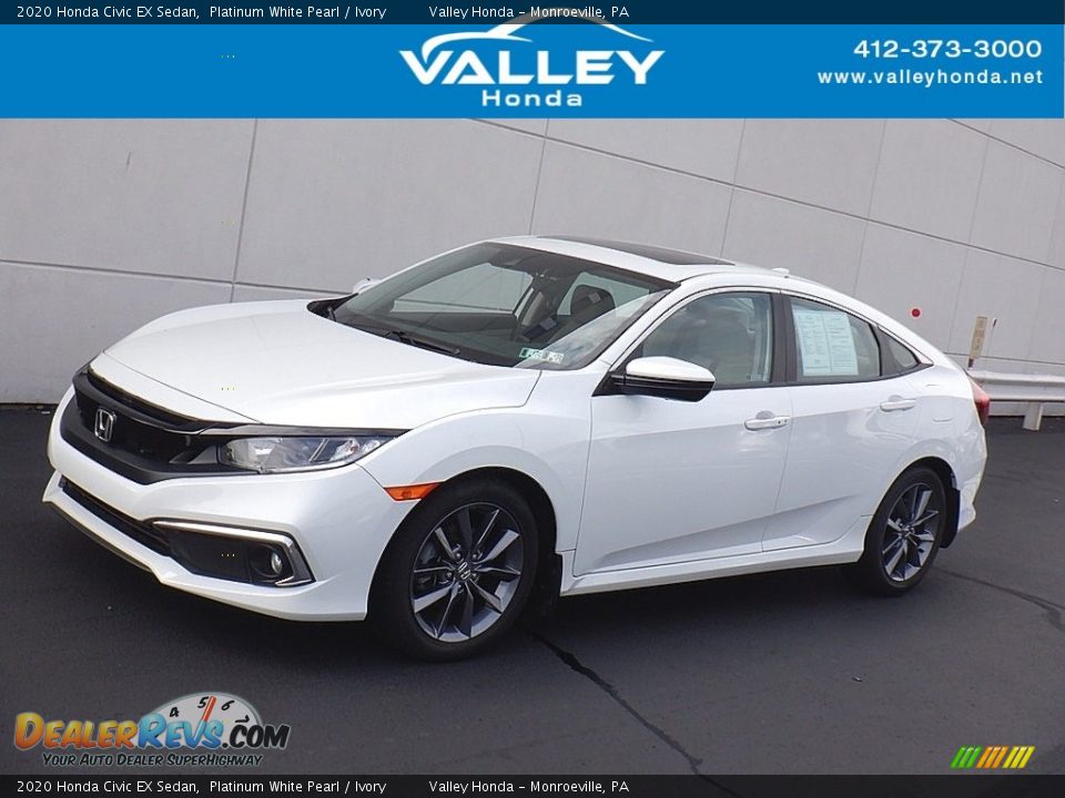 2020 Honda Civic EX Sedan Platinum White Pearl / Ivory Photo #1