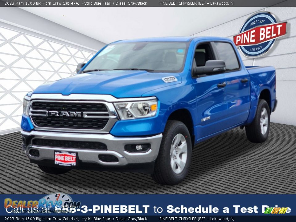 2023 Ram 1500 Big Horn Crew Cab 4x4 Hydro Blue Pearl / Diesel Gray/Black Photo #1