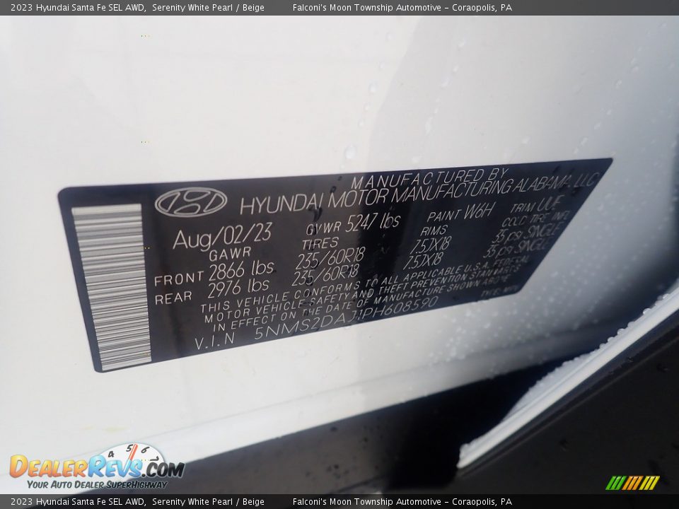 2023 Hyundai Santa Fe SEL AWD Serenity White Pearl / Beige Photo #18