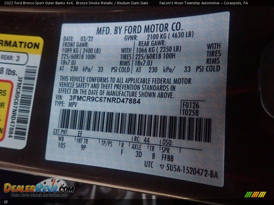 Ford Color Code EF Bronze Smoke Metallic